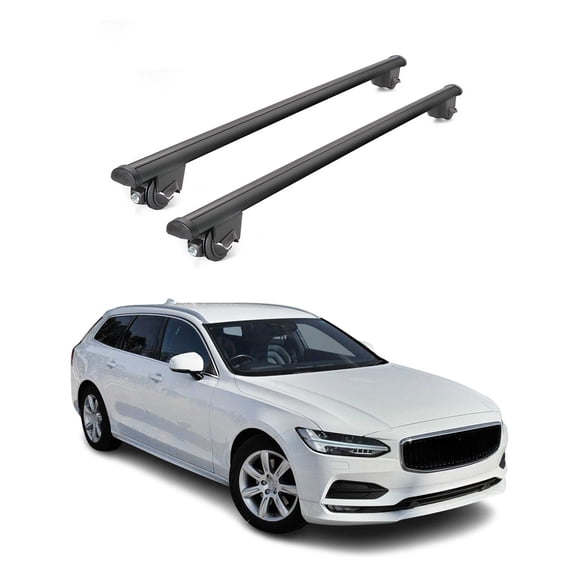 For 2018-2021 Volvo V90 220 Lbs Luggage Roof Rack Cross Bars Black 2Pcs