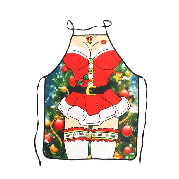 Delantal de Navidad Divertido BBQ Ajustable Sexy Fiesta Cocina Ropa de cocina Disfraz de Cosplay Regalo de Navidad Vogacara HA1110-02B