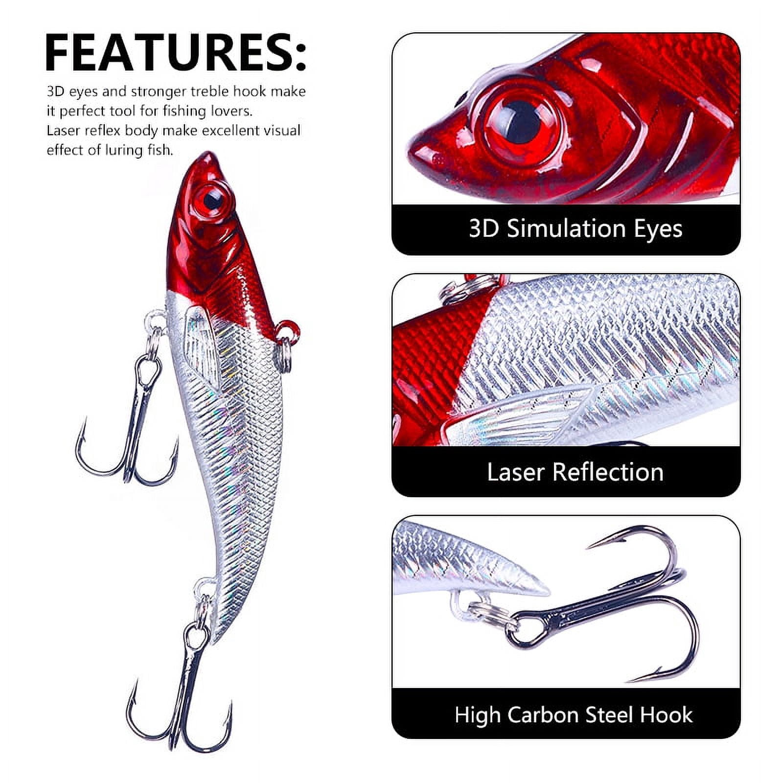 HENGJIA Fishing Lures for Bass, Long Casting Sinking Lure Hard Bait Minnow VIB Fishing Lure for Trout Walleye Redfish Freshwater or Saltwater
