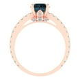 thumbnail image 4 of 1.465 ct Round Cut Natural London Blue Topaz Solitaire with Simulated Diamond Accents 18K Rose Gold Womens Engagement Ring, 4 of 5