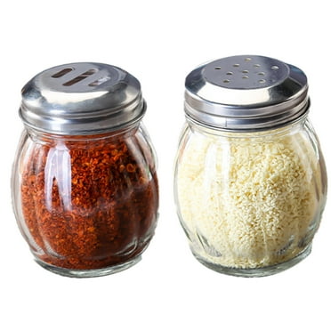 2 Pcs Glass Spices Shaker With Perforated Stainless Steel Top Bulk Swirl Retro Style Dispensers With Lids/Salt & Pepper Shakers