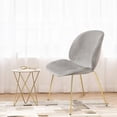thumbnail image 3 of Leejay Light Gray Velvet Side Dining Chairs with Gold Legs for Kitchen ,Set of 2, 3 of 5