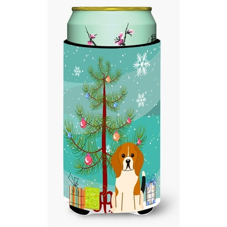 

Carolines Treasures BB4165TBC Merry Christmas Tree Beagle Tricolor Tall Boy Beverage Insulator Hugger Tall Boy