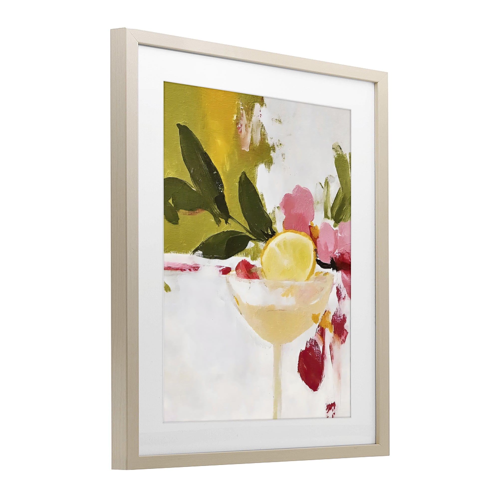 Stupell Industries Red & Pink with Lemons Birch Framed Print Under Glass, design by Riley B