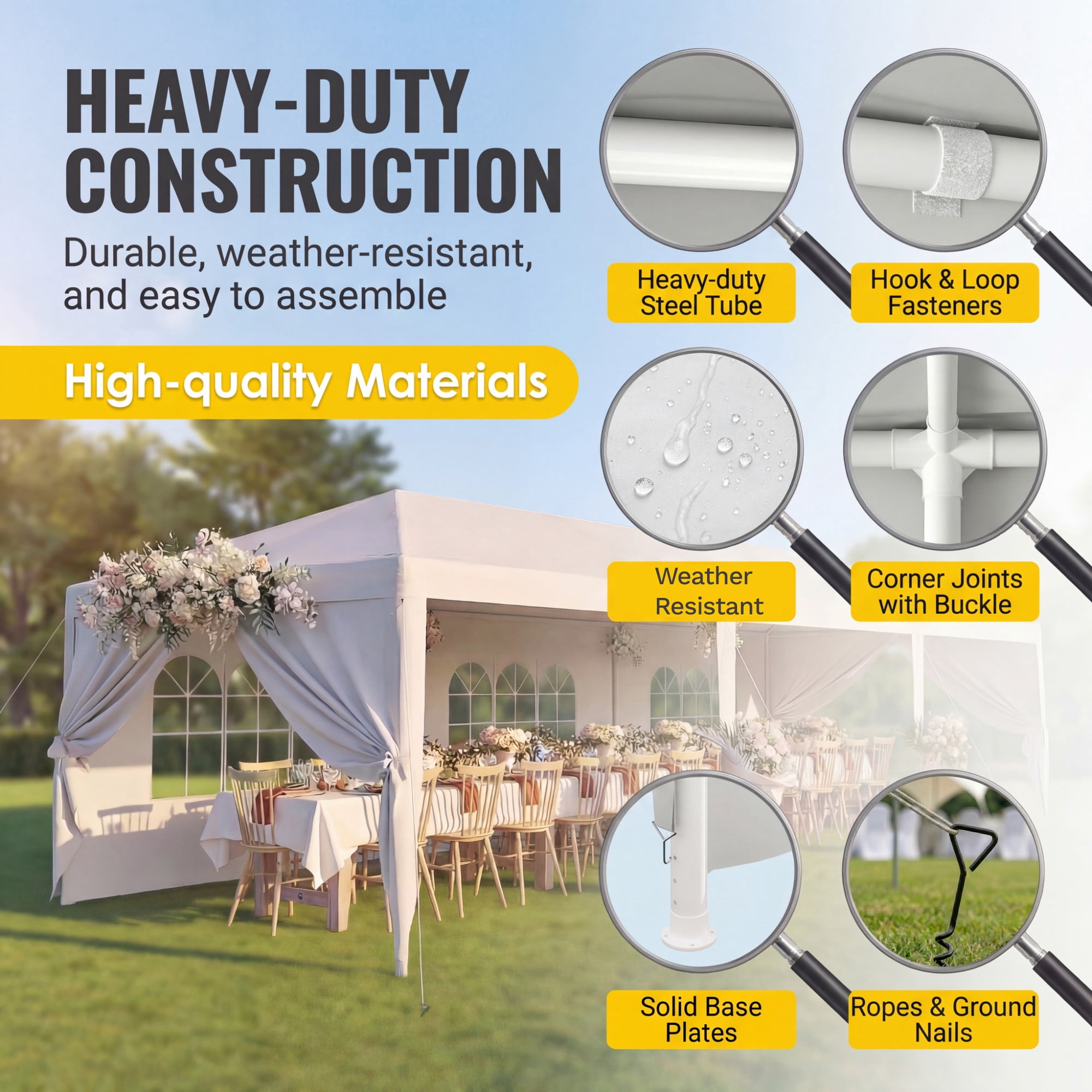 Patiowell 10x30 FT Outdoor Party Tent, Heavy Duty Wedding Canopy with 8 Removable Sidewalls, Large Gazebo for Patio Camping, BBQ Shelter & Commercial Carport