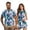 Blue Hibiscus, variant on Blue Polynesian Couple Matching Outfit Men Zipper Shirt Short Sleeve Golf Casual Workout Collared Cool Shirt and Golf Clothes for Women Sleeveless with Built in Shorts