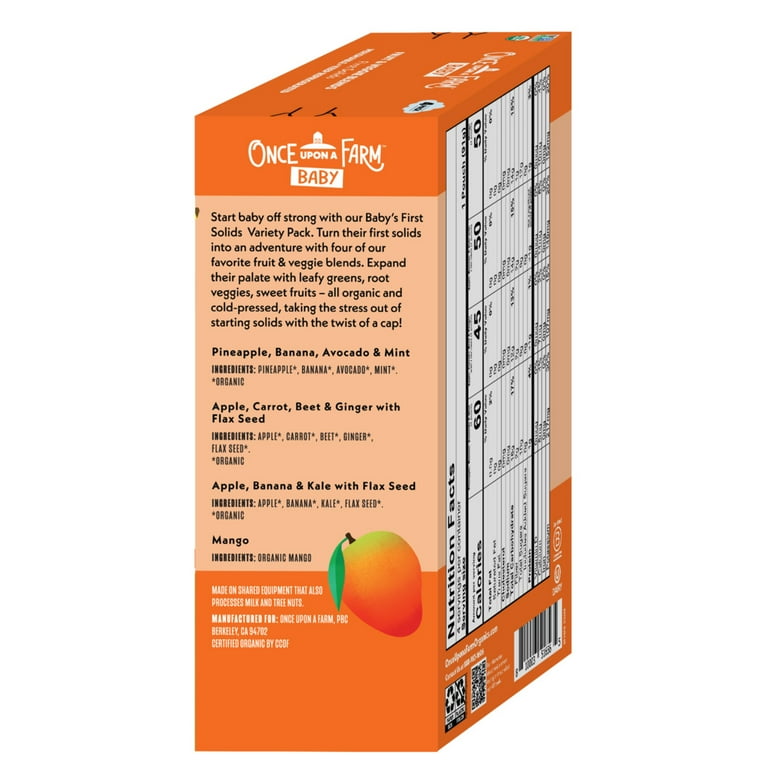 Once Upon a Farm Organic Refrigerated Baby Food Fruit Veggie