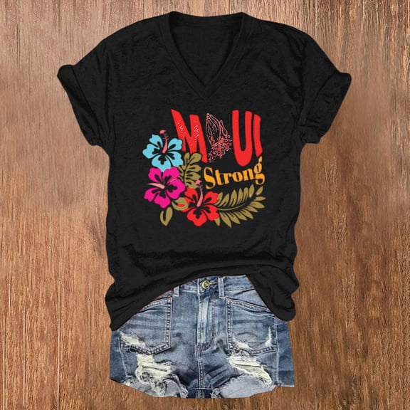 HOWPAY Womens Summer Tops Short Sleeve V Neck Tees Loose Fit Baggy Work Pullover Lightweight Comfy Vintage Y2K Clothes Black L