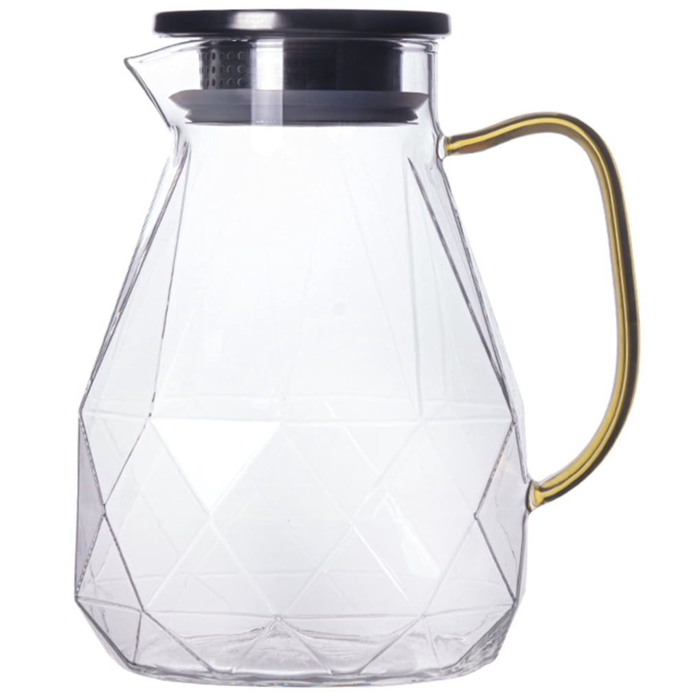 Raindrops Glass Pitcher with Lid 1-Pack, Elegant Design for Hotel and Home Use, 10.5 x 10.5 x 7.7 Inches