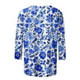 thumbnail image 5 of Juslio Womens Blouses 3/4 Sleeve Floral Print Tops Crew Neck Casual Blouses Multicolor S, 5 of 5