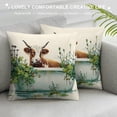 thumbnail image 3 of Creowell Pillow Covers Highland Cow Throw Pillows, Longhorn Cow Outdoor Pillowcase Farmhouse Botanical Animals Cushion Case Decor for Home Sofa Couch Bed PC-038 Short Plush Pillow Cover White, 3 of 5