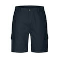 thumbnail image 4 of IYTR Mens Cargo Shorts Button Zipper Elastic Waist Straight Half Shorts Casual Solid Color Outdoors Sports Shorts Navy S, 4 of 7