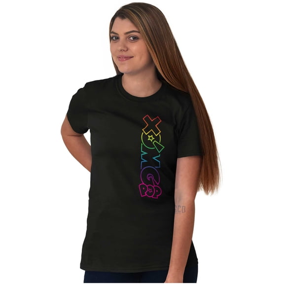 XOMG POP Colorful Rainbow Neon Logo Women Plus Size Graphic Tee Tees Brisco Brands 2X