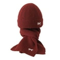 thumbnail image 3 of harmtty 2Pcs/Set Children Hat Scarf Set Bow Knitted Hood Windproof Neck Scarf Set Thickened Soft Warm Cozy Autumn Winter Wear, 3 of 8
