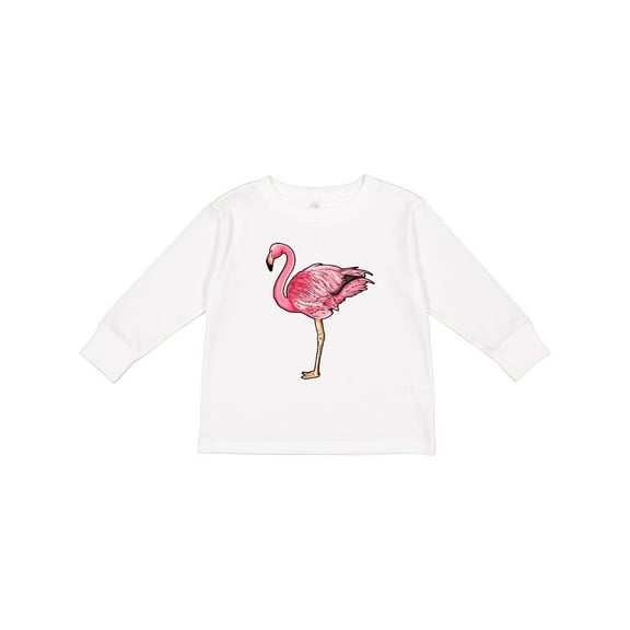 Inktastic Pink Flamingo Boys or Girls Long Sleeve Toddler T-Shirt