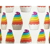 Pack of 1, Rainbow Cupcakes Wrapping Paper 26" x 417', Half Ream Roll for Celebration, Party, Holiday, Birthday and Events, Made in USA