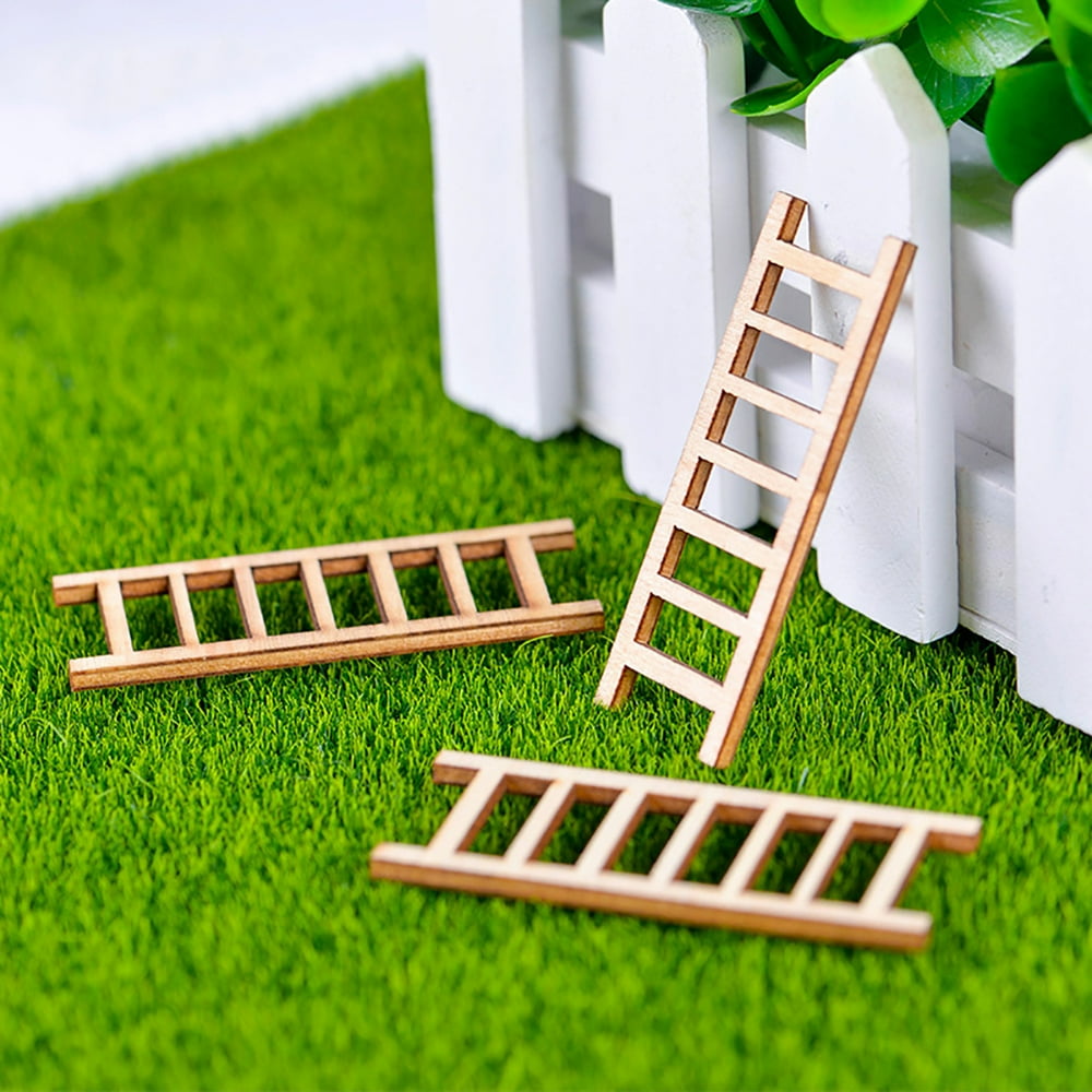 Windfall Mini Ladders Fairy Garden Accessories,Wood Step Ladder Set Micro Landscape Accessories