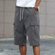 thumbnail image 4 of Pantalones cortos cargo para hombre con múltiples bolsillos: poliéster resistente, largo medio, perfectos para actividades al aire libre y para combinar con camisetas., 4 of 8