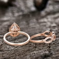 thumbnail image 5 of 2pcs 11x8mm Tear Droped Diamond Moissanite Engagement Ring set 4.75 Carat Pear Shape Wedding ring Solid 10K Rose Gold Bridal Set Promise Ring Twisted Matching Band, 5 of 6