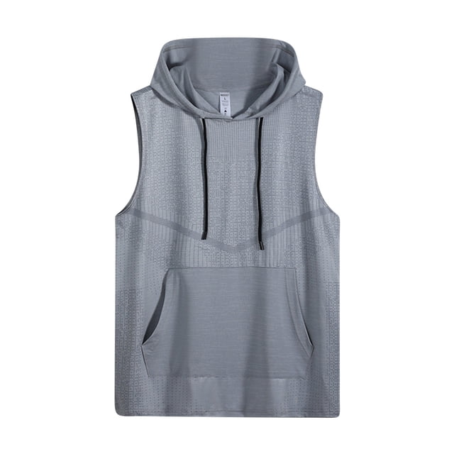 Timegard Workout Top for Men Athletic Breathable Sleeveless Hoodies Pullover Lightweight Running Tank Top