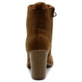 thumbnail image 4 of Ollio Women's Shoes Faux Suede or Faux Leather Lace Up Stacked High Heel Ankle Boots SSB09, 4 of 5