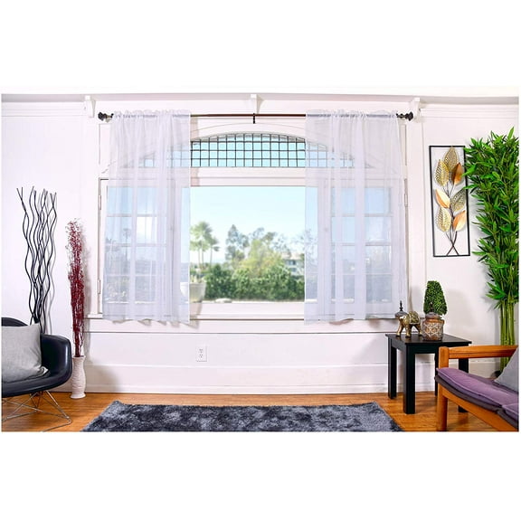All American Collection Doli Sheer Curtains , Two 54" x 63" Panels in Vibrant Designer Colors (White 54" x 63")