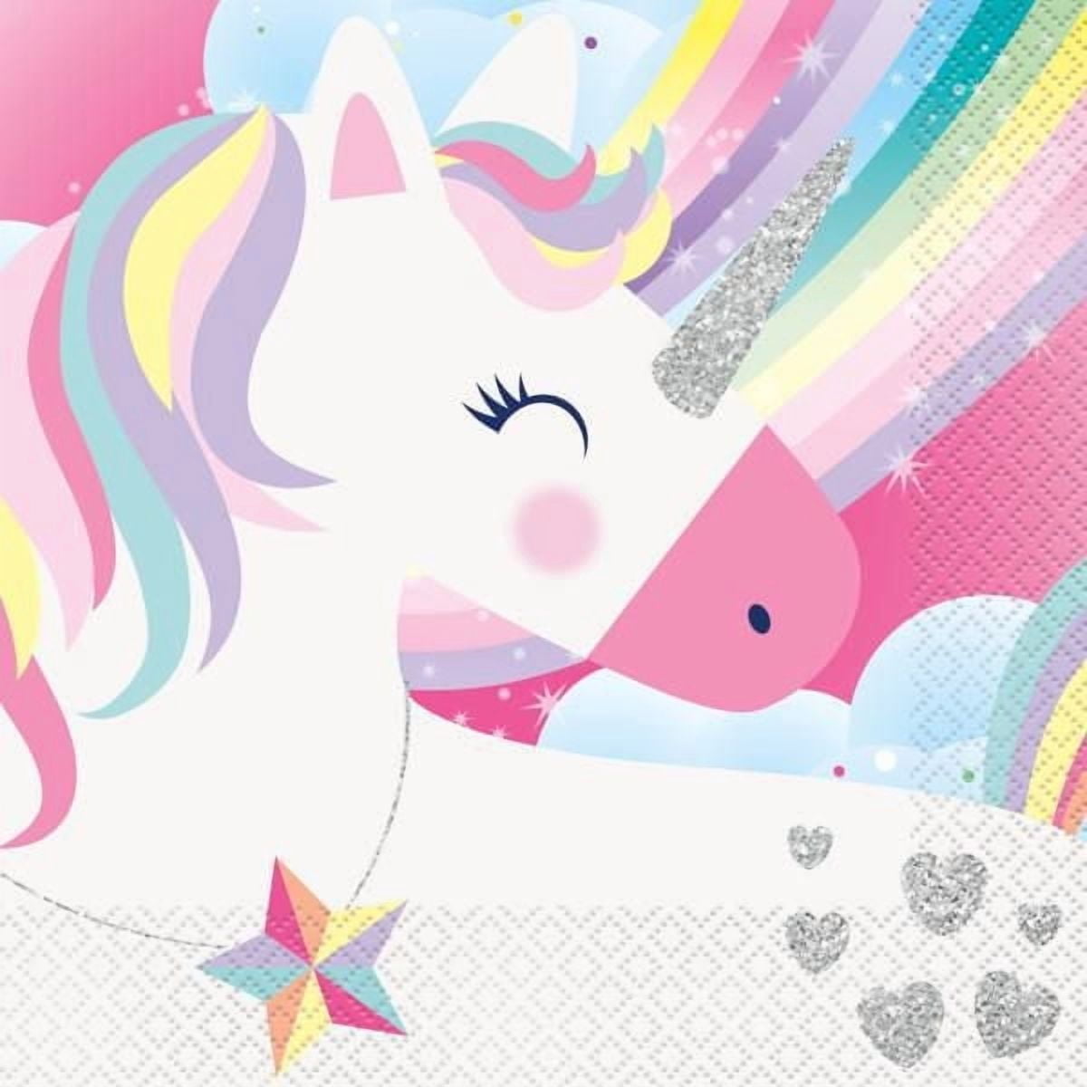 Unicorn Lunch Napkins, 16 ct, 2 ply, Each measures 6.5" x 6.5" folded