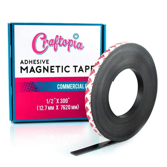 Craftopia Self Adhesive Magnet Strip Cuttable Roll, 1 inch x 12 feet Sticky Back Magnetic