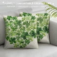 thumbnail image 3 of Nawypu  Spring Farmhouse Pillow Cover 18x18 Inch Green Heart Pillow Case Watercolor Light Green Four Leaf Lucky Clover Shamrock Pillowcase St Patrick’s Day Home Decor Cushion Case for Couch, 3 of 5