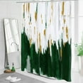thumbnail image 2 of Dark Green Shower Curtains for Chic Modern Abstract Bathroom Decor, Emerald Green Fabric Shower Curtain, Brush Strokes Oil Painting Style, 72 x 72, 2 of 6