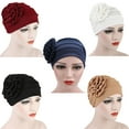 thumbnail image 3 of Cheers.US Women Lady Girls Side Flower Cap Solid Color Soft Stretch Hat Fashion Breathable Headwear Hair Wrap Hair Accessory Turban, 3 of 6