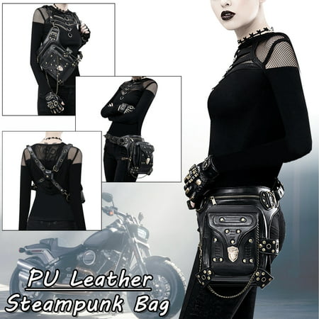 Motorcycle Men Women Leather Steampunk Belt Bag Waist Leg Hip Holster Punk Bag | Walmart Canada