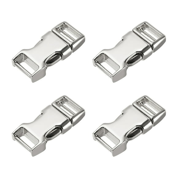 Unique Bargains Side Release Buckle, 2/5-inch Zinc Alloy Adjustable Buckle Silver Tone 4Pcs