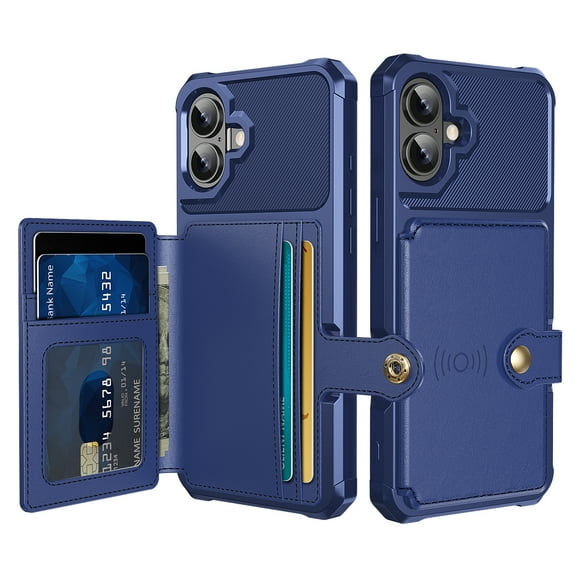 Compatible with iPhone 17 Case Wallet with Credit Card Holder, Back Flip Premium PU Leather Magnetic Clasp Kickstand Heavy Duty Protective Cover for iPhone 17,Darkblue