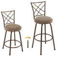 thumbnail image 2 of Resenkos 2 Pieces Swivel Pluch Fabrice Cushioned Bar Stool Set-Brown, Bar Height Stools, Bar Stools for Kitchen Island for Kitchen, Dining Room, 2 of 7