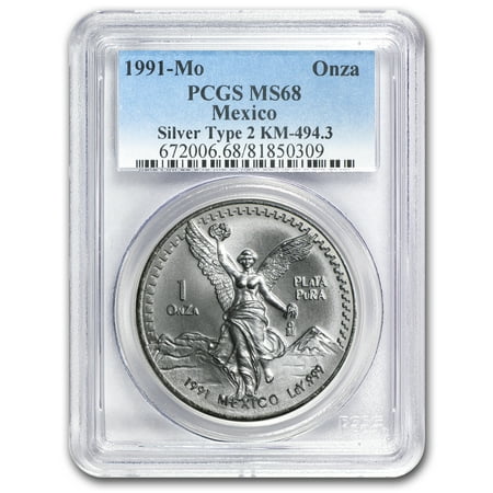 1991 Mexico 1 oz Silver Libertad Type 2 MS-68 PCGS