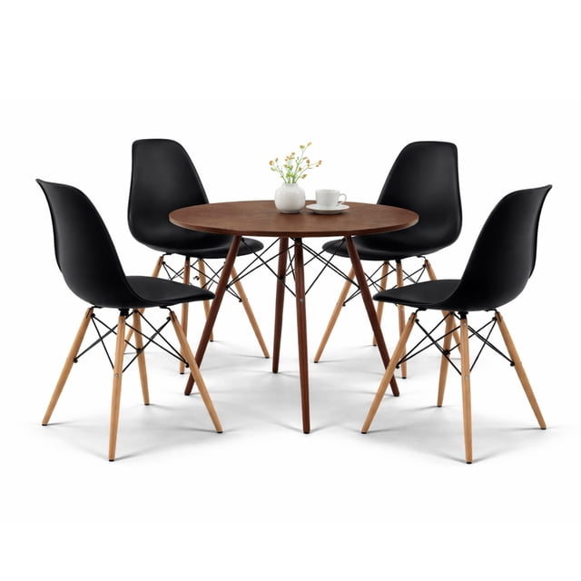 Set de comedor Oslo 80 Mundo In - Mesa Nogal y 4 Sillas Eames negras Mundo In Minimalista