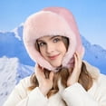 thumbnail image 2 of Xfvqtps Womens Trapper Hat Suede Plush Lining Fixed Buckle Fuzzy Thickened Windproof Coldproof Outdoor Warm Winter Hat Pink, 2 of 9