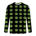 thumbnail image 3 of Ceisia Men's Colorful Glitter Paw Print T-Shirt | Slim Long-Sleeve Crewneck Casual Top Gift, 3 of 5