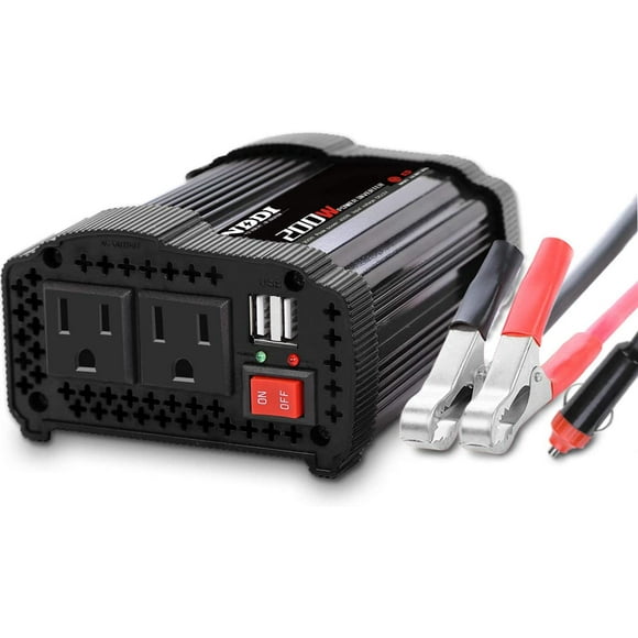 NDDI 200W Car Power Inverter 12V DC to 110V AC Converter with 3.1A Dual USB Quick Car Charger Adapter(Black)