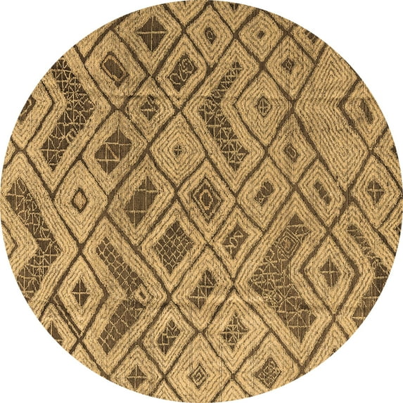 Ahgly Company Indoor Round Abstract Brown Modern Area Rugs, 4' Round