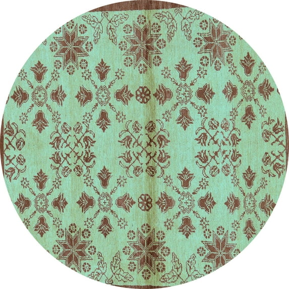 Ahgly Company Indoor Round Abstract Light Blue Modern Area Rugs, 6' Round
