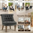 thumbnail image 3 of Topcobe Set of 2 Upholstered Armless Slipper Chairs with Beech Wood Legs, Comfy Chair for Bedroom, Living Room Sofa Chair, Gray, 3 of 9
