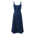 thumbnail image 6 of RUTAYY Women's Dress Casual Long Denim Pinafore Overalls Dress with Adjustable Straits Everyday Wear Fashion Beach Dresses, 6 of 6