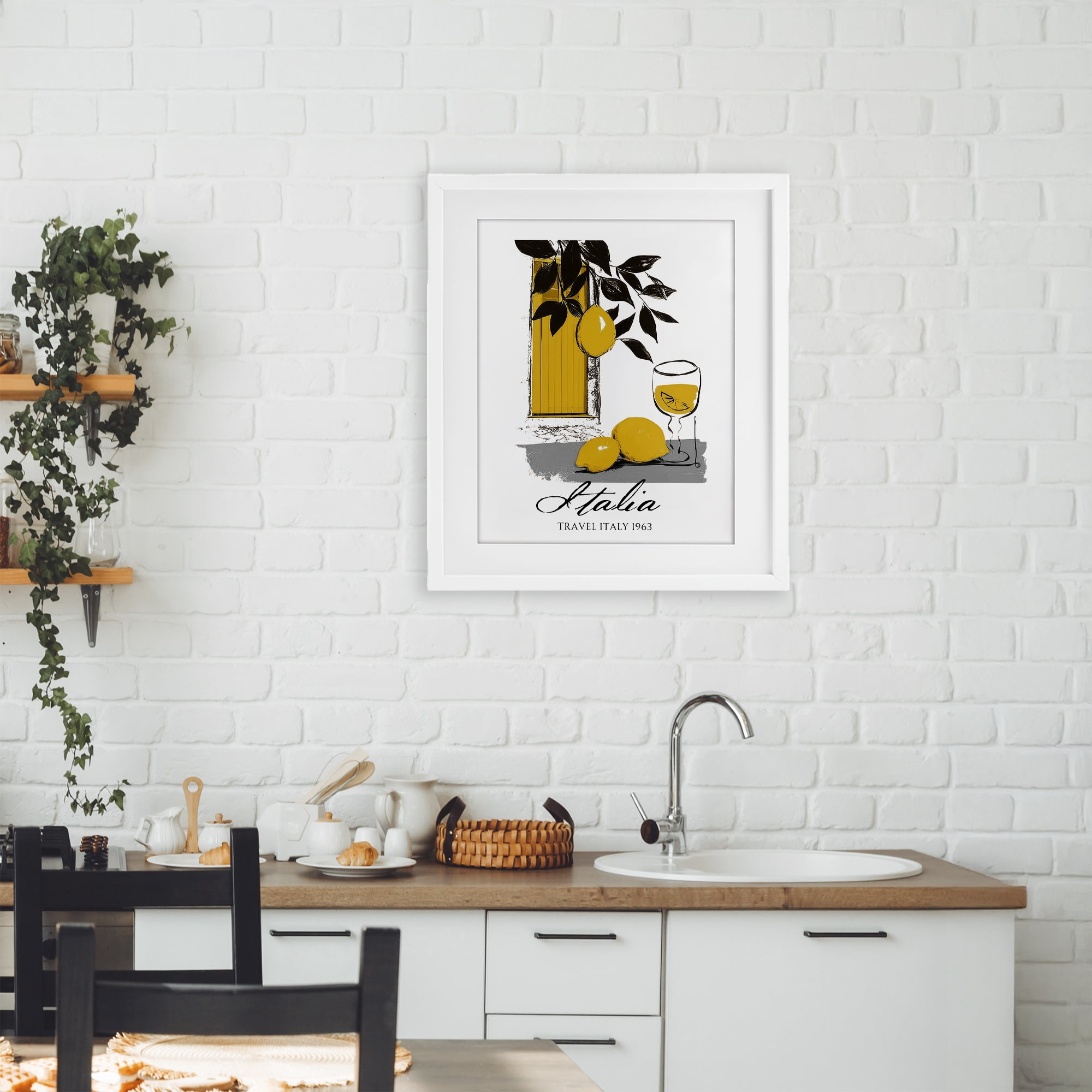 Stupell Industries Travel Italia Lemons White Framed Print Under Glass, design by Annabelle Hall