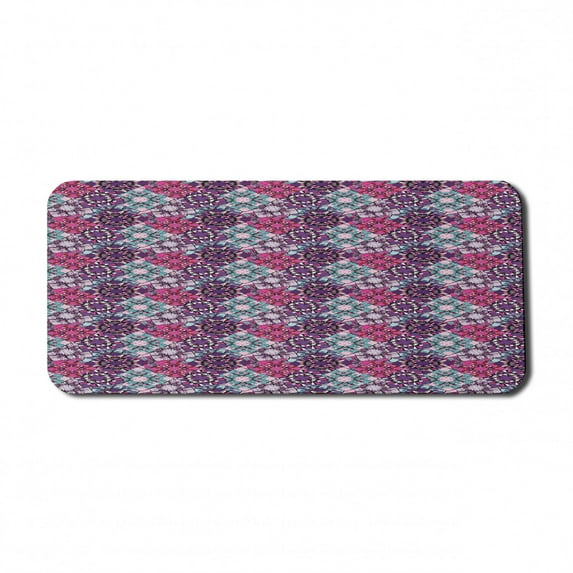 Psychedelic Computer Mouse Pad, Funky Geometrical Squares with Grunge Look Modern Urban Design Graffiti Art, Rectangle Non-Slip Rubber Mousepad X-Large, 35" x 15", Multicolor, by Ambesonne