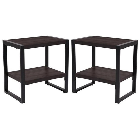 Home Square End Table in Charcoal Finish - Set of 2
