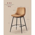 thumbnail image 2 of VASAGLE - Juego de 2 taburetes de Bar con Altura de mostrador con Espalda, Respaldo ergonómico, Piel sintético, Patas de Metal, taburetes de Bar de 24.4 Pulgadas de Alto para Cocina, Isla de casa, 2 of 5