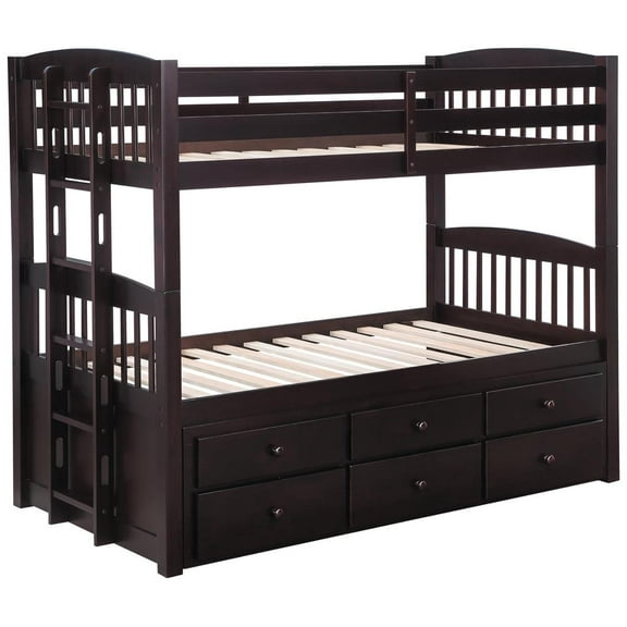 Kensington Twin Over Twin Bunk Bed with Trundle Cappuccino