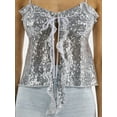 thumbnail image 4 of No Boundaries Sequin Ruffle Tie Front Cami, Women's, 4 of 5